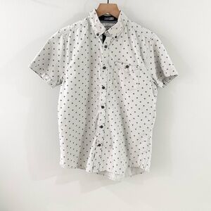 PD&C Men’s Short Sleeve Pattern Button Front Shirt Gray Size Small